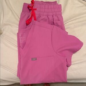 Figs Kids Magenta Joggers with Red Drawstring